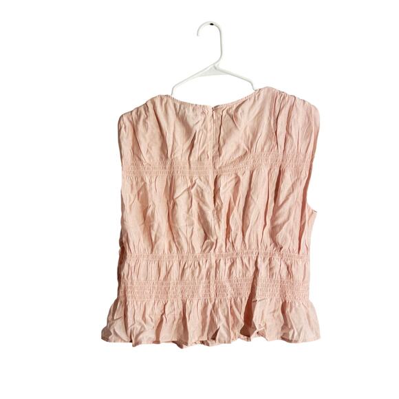 H&M Blush Pink Smocked Waist Ruffle Hem Blouse - Size M - Picture 5 of 6